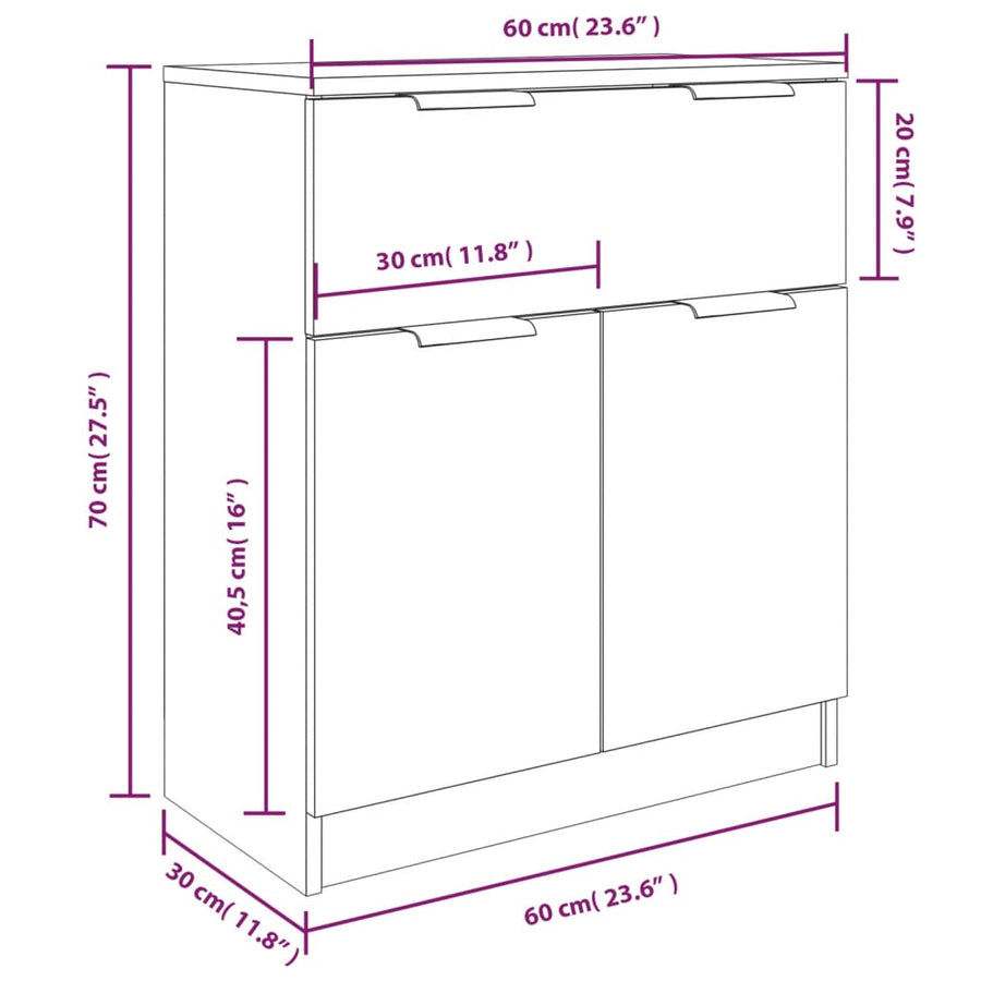 Dressoirs 3 st bewerkt hout wit Wit