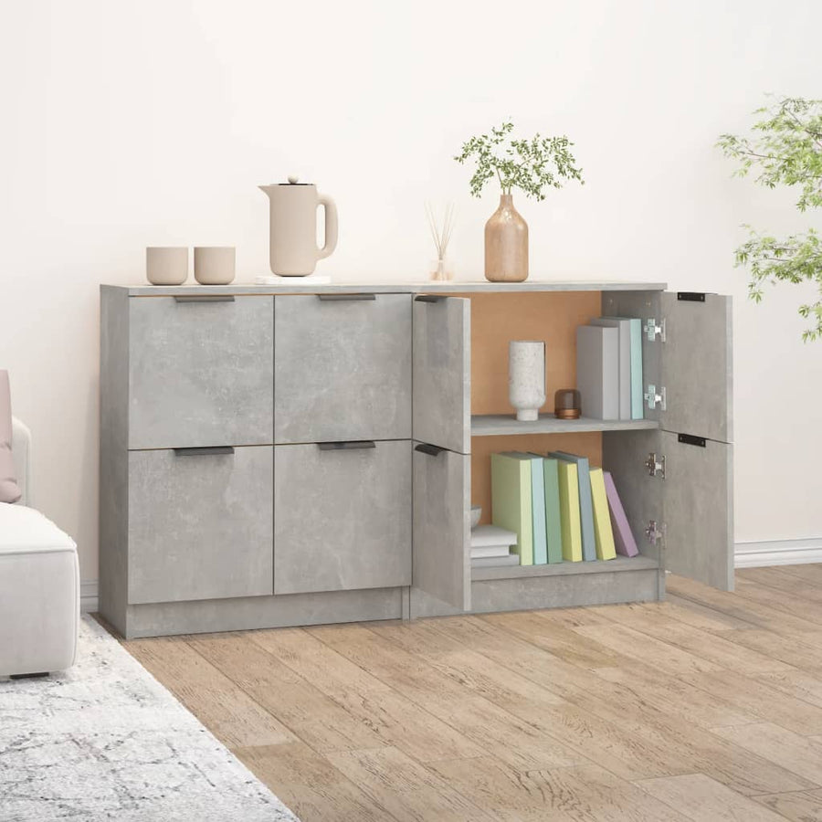 Dressoirs 2 St 60X30X70 Cm Bewerkt Hout Betongrijs
