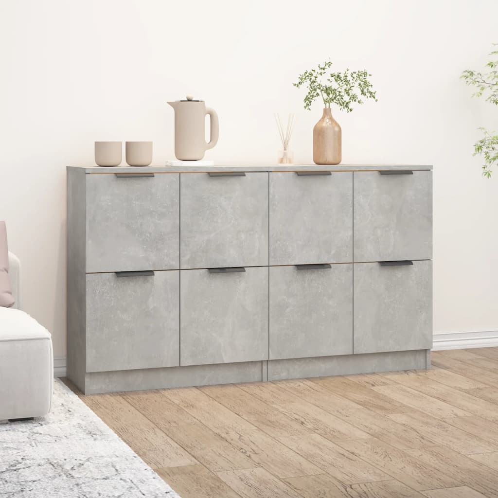 Dressoirs 2 St 60X30X70 Cm Bewerkt Hout Betongrijs