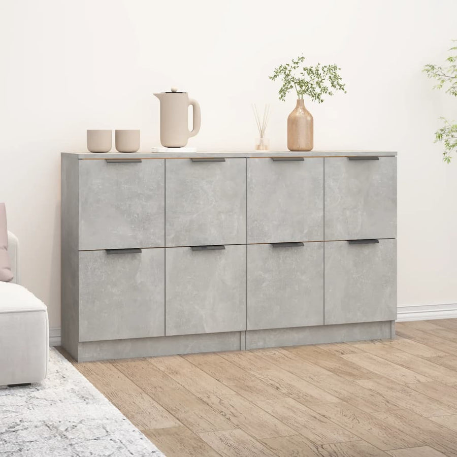 Dressoirs 2 St 60X30X70 Cm Bewerkt Hout Betongrijs