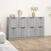 Dressoirs 2 st 60x30x70 cm bewerkt hout grijs
