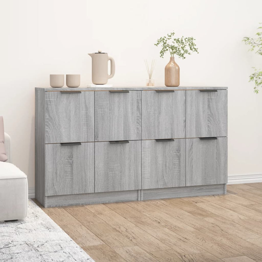 Dressoirs 2 St 60X30X70 Cm Bewerkt Hout Grijs Sonoma Eikenkleur