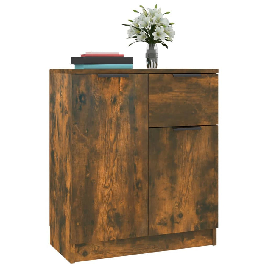 Dressoirs 2 st 60x30x70 cm bewerkt hout gerookt eikenkleurig