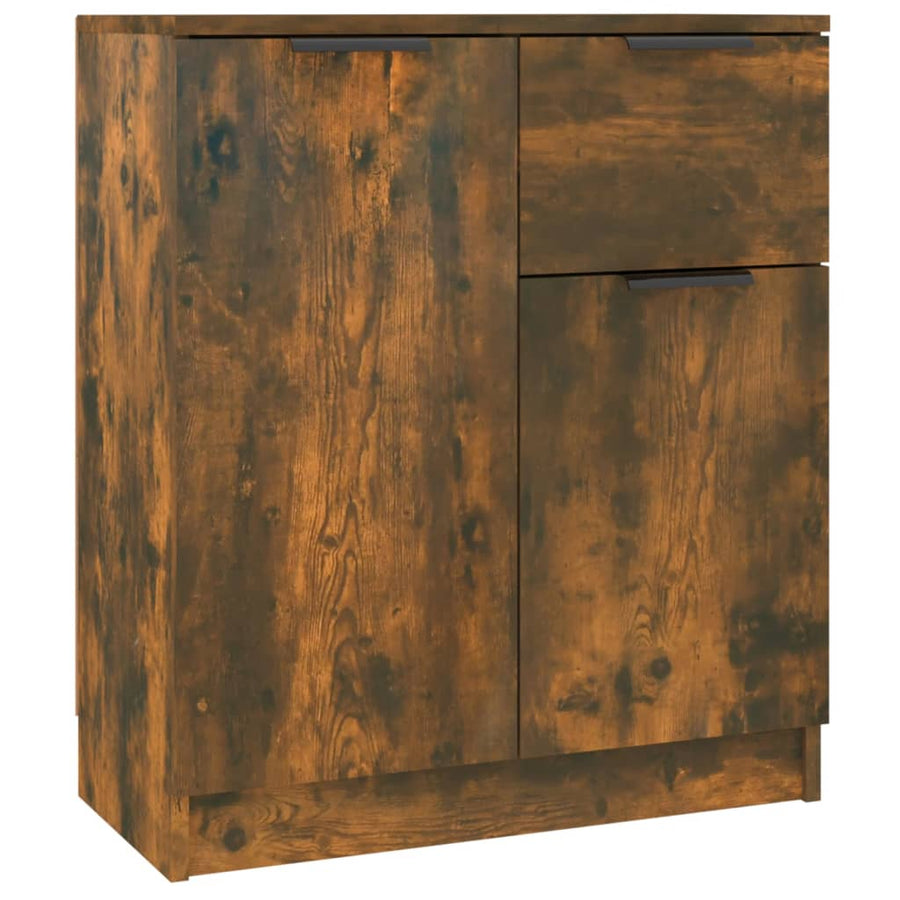 Dressoirs 2 st 60x30x70 cm bewerkt hout gerookt eikenkleurig