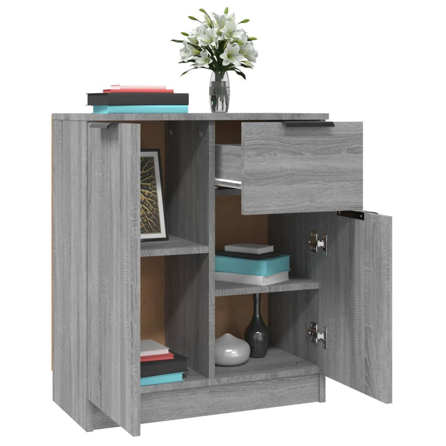 Dressoirs 2 st 60x30x70 cm bewerkt hout grijs sonoma eiken