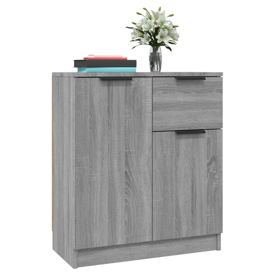Dressoirs 2 st 60x30x70 cm bewerkt hout grijs sonoma eiken