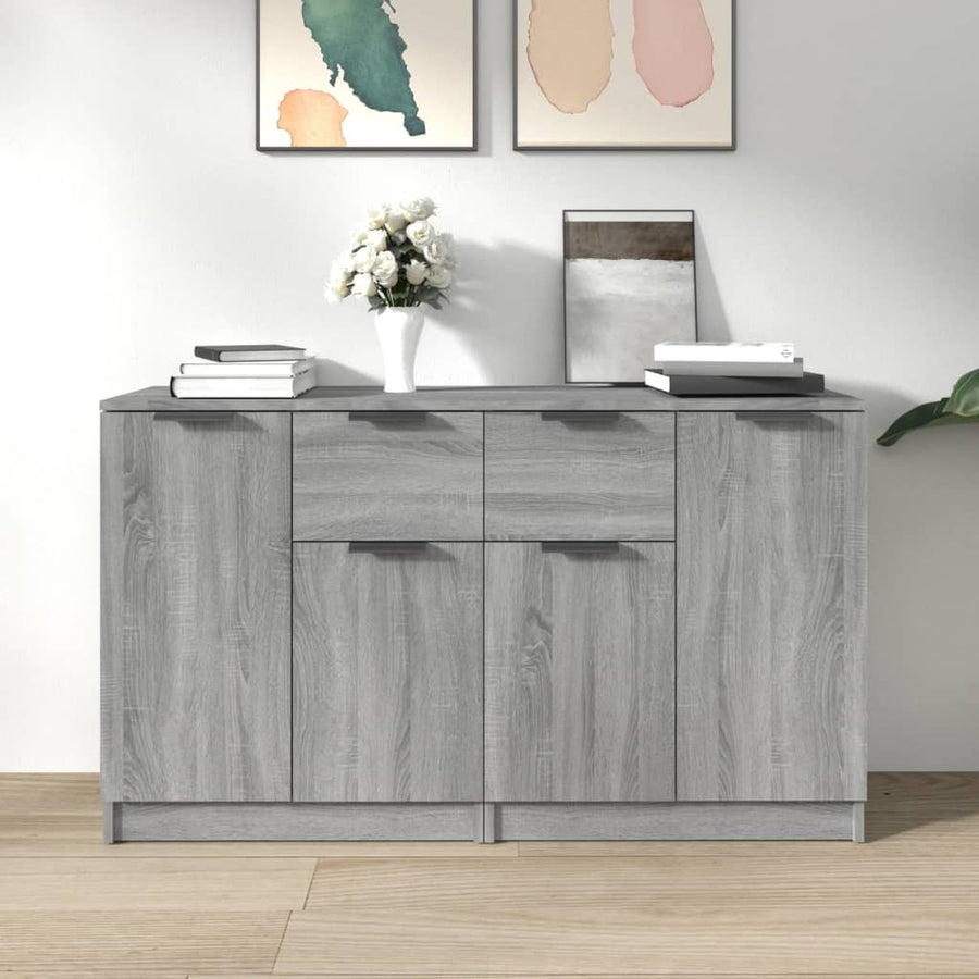 Dressoirs 2 st 60x30x70 cm bewerkt hout grijs sonoma eiken