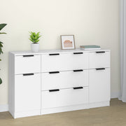 Dressoir set 3-delig bewerkt hout wit