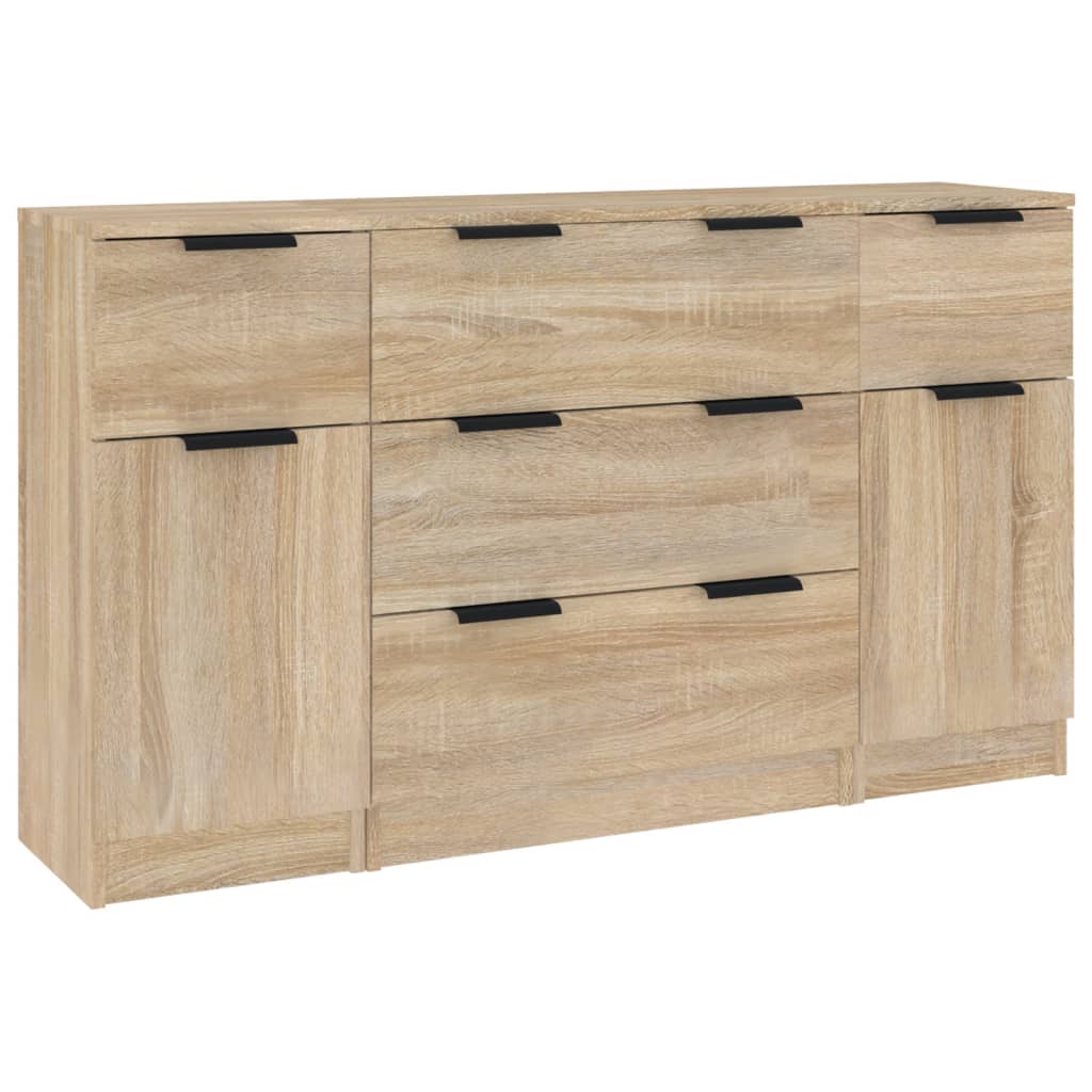 -Delige Dressoirset Bewerkt Hout Sonoma eiken