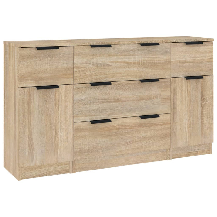 -Delige Dressoirset Bewerkt Hout Sonoma eiken