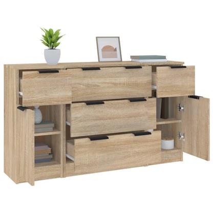 -Delige Dressoirset Bewerkt Hout Sonoma eiken