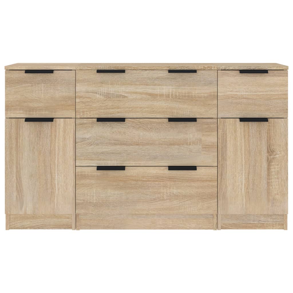 -Delige Dressoirset Bewerkt Hout Sonoma eiken