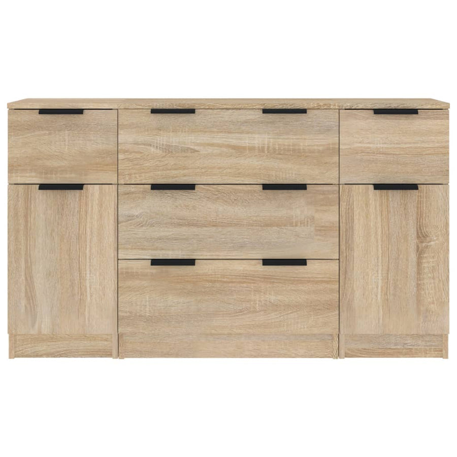 -Delige Dressoirset Bewerkt Hout Sonoma eiken