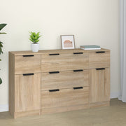 Dressoir set 3-delig bewerkt hout sonoma eiken