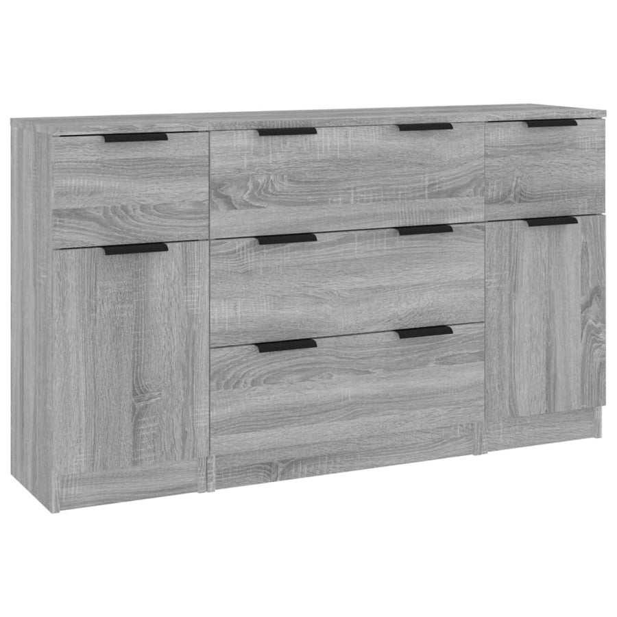 -Delige Dressoirset Bewerkt Hout Eikenkleurig Grijs sonoma