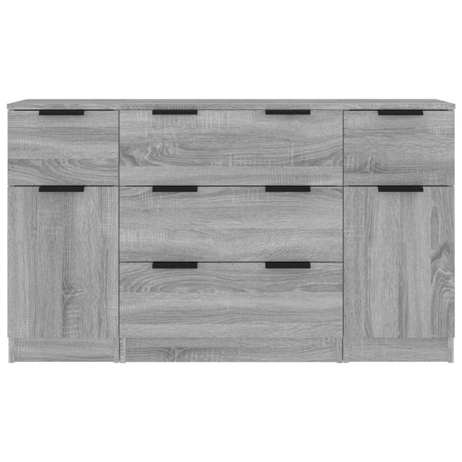 -Delige Dressoirset Bewerkt Hout Eikenkleurig Grijs sonoma