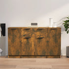 Dressoirs 3 st bewerkt hout gerookt eiken
