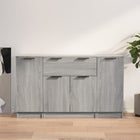 Sideboards 3 pcs engineered wood grey Sonoma oak colour