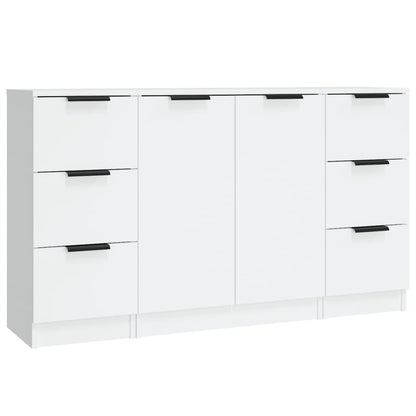 Dressoirs 3 St Bewerkt Hout Wit