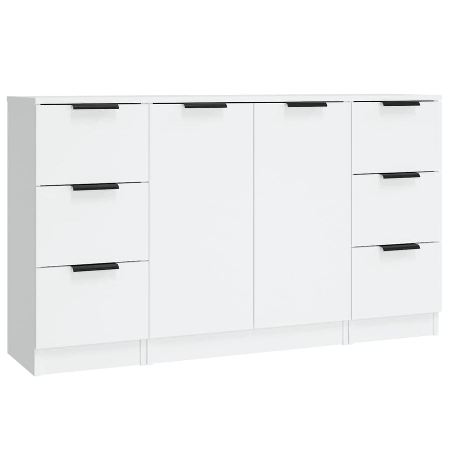 Dressoirs 3 St Bewerkt Hout Wit