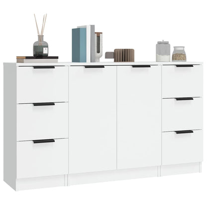 Dressoirs 3 St Bewerkt Hout Wit