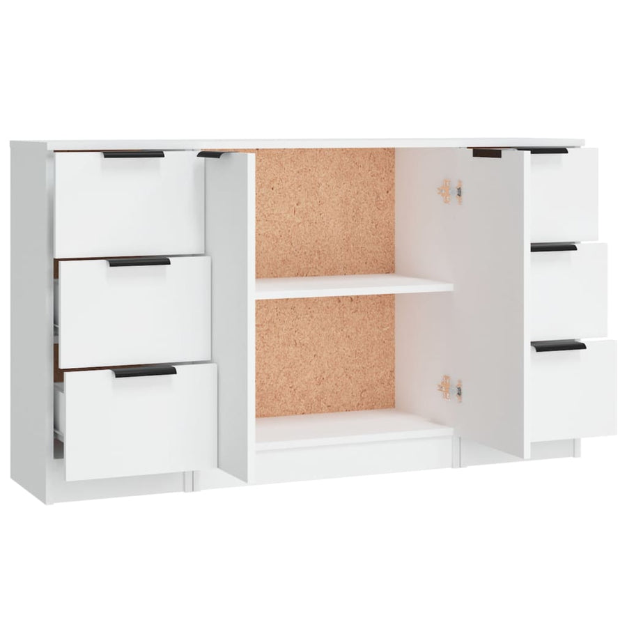 Dressoirs 3 St Bewerkt Hout Wit