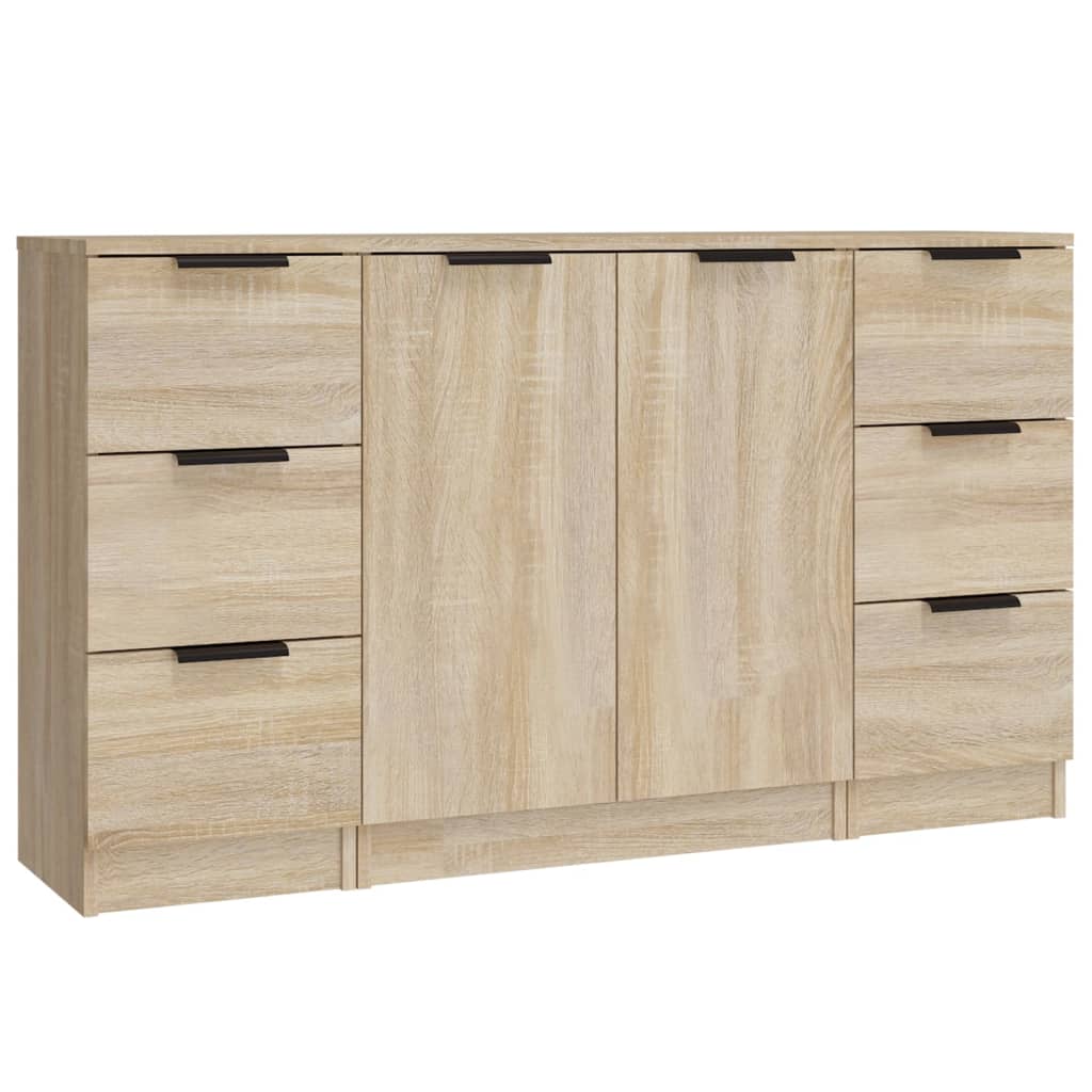 Dressoirs 3 St Bewerkt Hout Sonoma Eiken