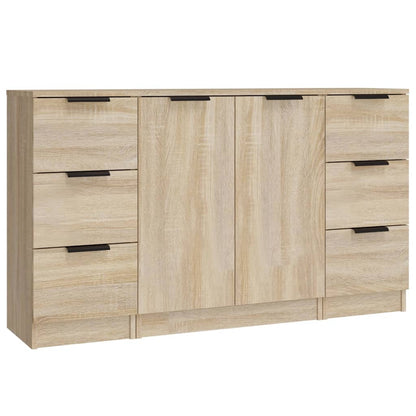 Dressoirs 3 St Bewerkt Hout Sonoma Eiken