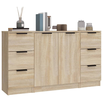 Dressoirs 3 St Bewerkt Hout Sonoma Eiken