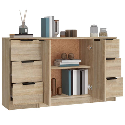 Dressoirs 3 St Bewerkt Hout Sonoma Eiken