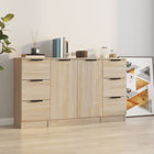 Dressoirs 3 st bewerkt hout sonoma eiken wandmontage