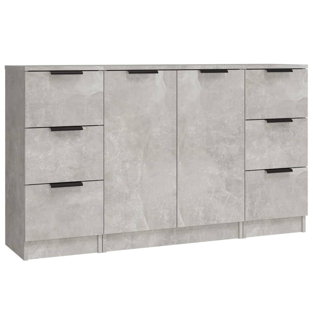 Dressoirs 3 St Bewerkt Hout Betongrijs