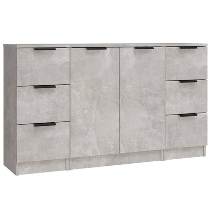 Dressoirs 3 St Bewerkt Hout Betongrijs