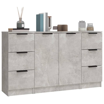 Dressoirs 3 St Bewerkt Hout Betongrijs