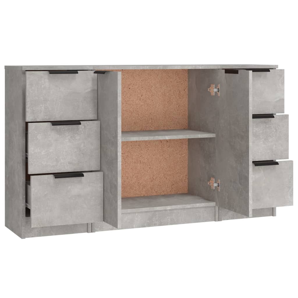 Dressoirs 3 St Bewerkt Hout Betongrijs