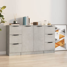 Dressoirs 3 St Bewerkt Hout Betongrijs