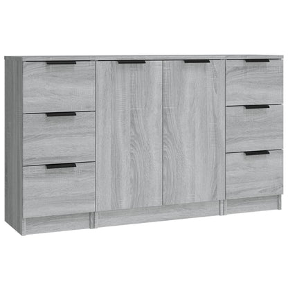 Dressoirs 3 St Bewerkt Hout Grijs Sonoma Eikenkleurig
