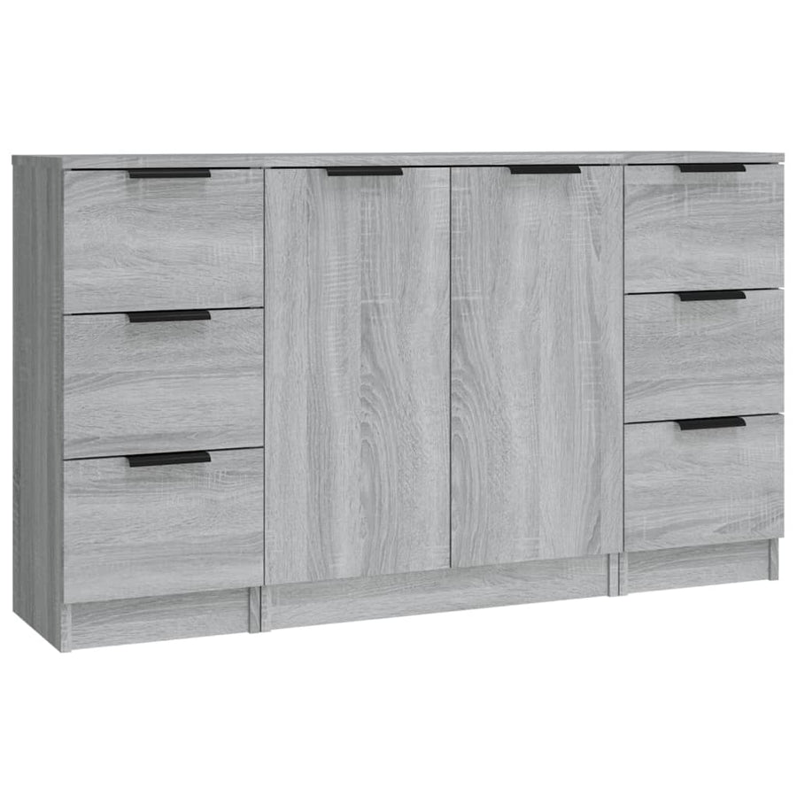 Dressoirs 3 St Bewerkt Hout Grijs Sonoma Eikenkleurig