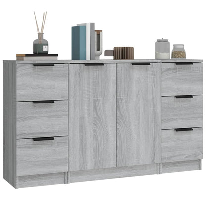 Dressoirs 3 St Bewerkt Hout Grijs Sonoma Eikenkleurig