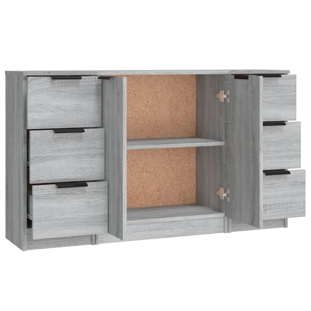 Dressoirs 3 St Bewerkt Hout Grijs Sonoma Eikenkleurig