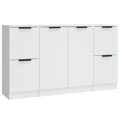 Dressoirs 3 St Bewerkt Hout Wit