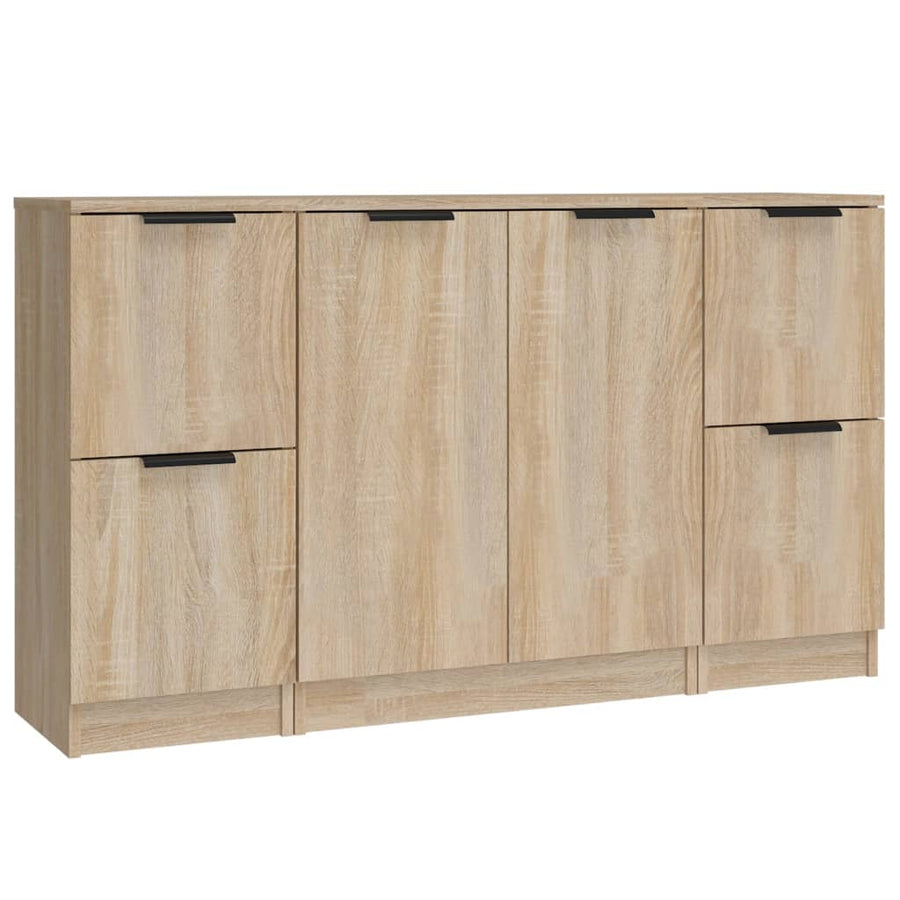 Dressoirs 3 St Bewerkt Hout Sonoma Eiken