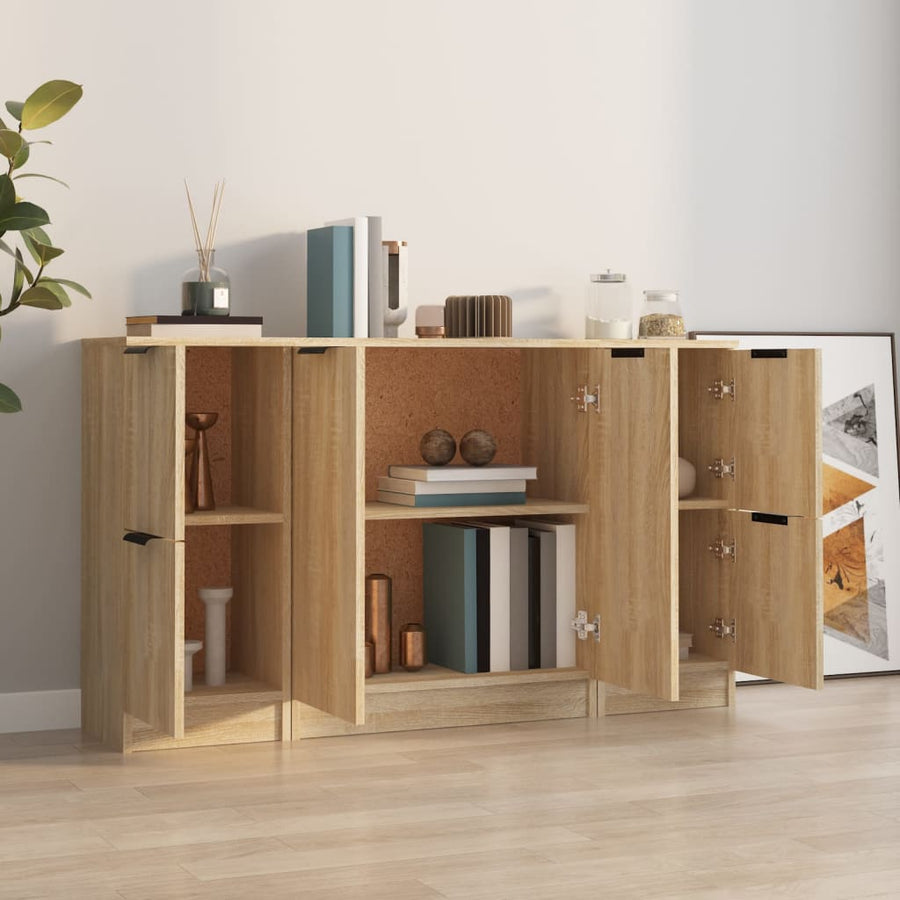 Dressoirs 3 St Bewerkt Hout Sonoma Eiken