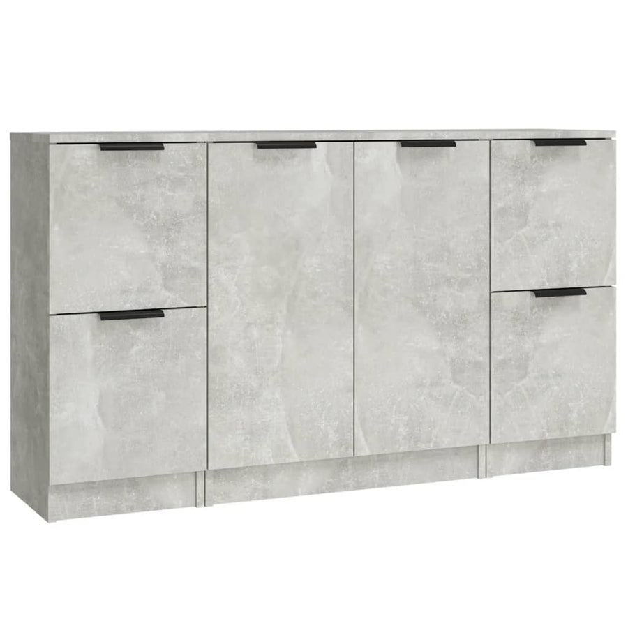 Dressoirs 3 St Bewerkt Hout Betongrijs