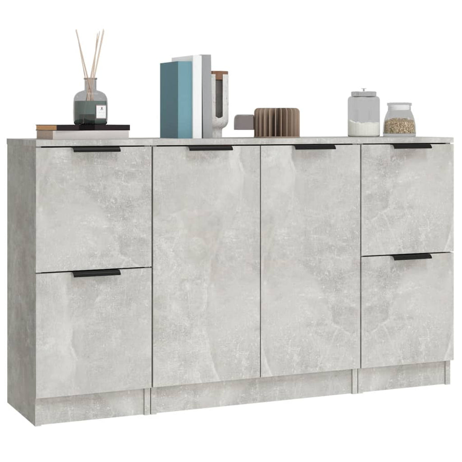 Dressoirs 3 St Bewerkt Hout Betongrijs