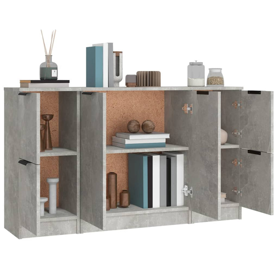 Dressoirs 3 St Bewerkt Hout Betongrijs