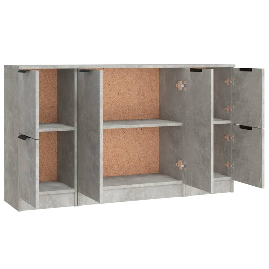 Dressoirs 3 St Bewerkt Hout Betongrijs