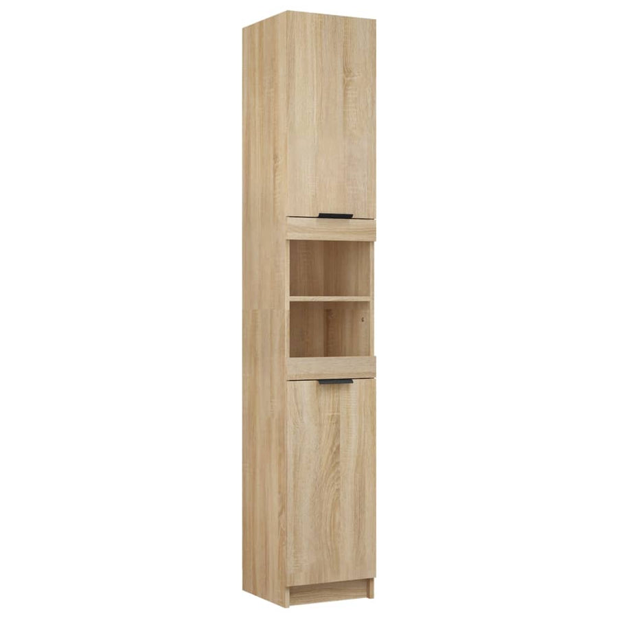 5-Delige Badkamerkastenset Bewerkt Hout Sonoma Eikenkleurig