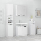 4-Piece White Distressed Wood Bathroom Cabinet Set