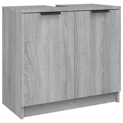 -Delige Badkamermeubelset Bewerkt Hout Grijs Sonoma Eikenkleur grey sonama